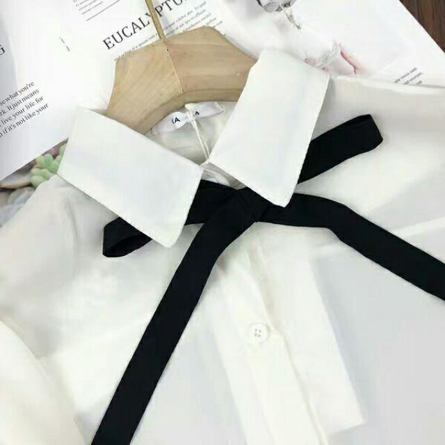 Áo sơ mi buộc nơ dễ thương