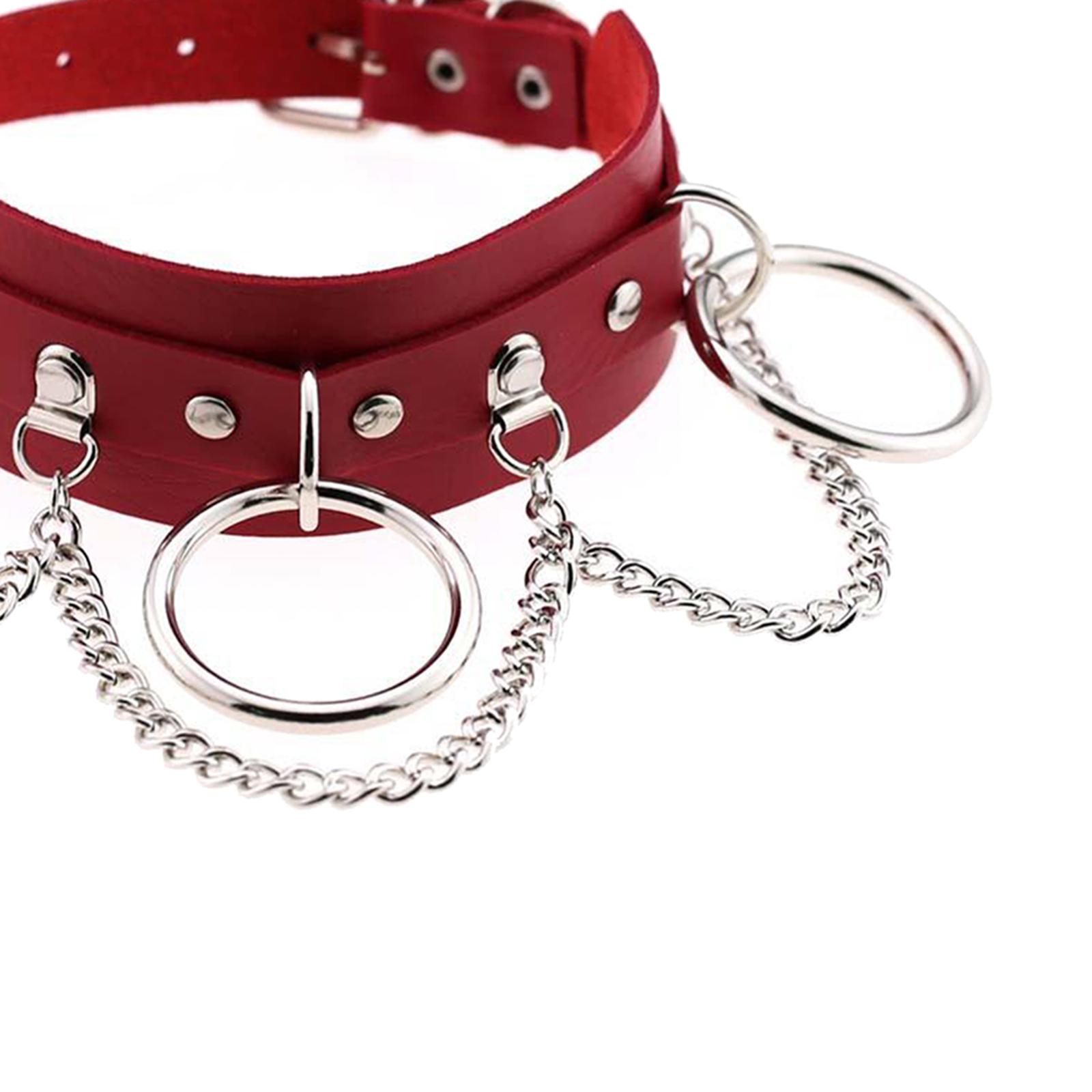 PU Leather Choker Necklace Chain Collar  Rock Necklace Decor