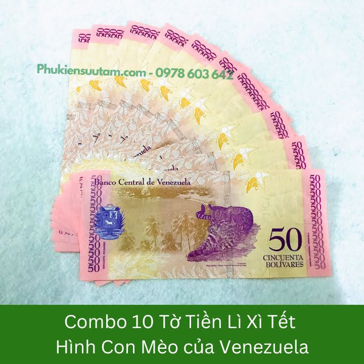 Combo 10 Tờ Lì Xì Tết Hình Con Mèo Của Venezuela, kích thước: 15.5cmx7.5cm, màu tím - SP005872