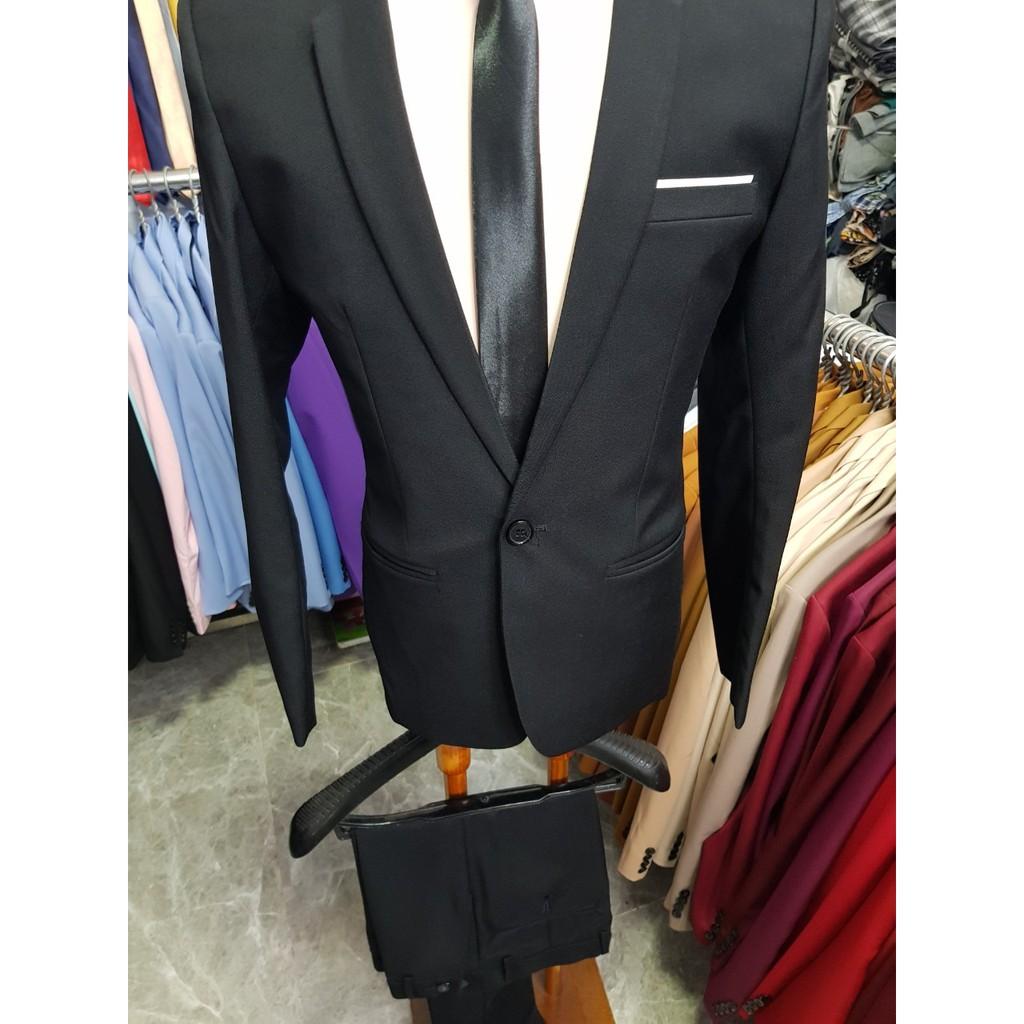 Bộ vest nam màu đen ôm body chất vải mềm mịn