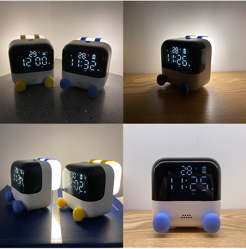 Đồng hồ báo thức Xiaochen cảm ứng âm thanh tích hợp đèn ngủ điều chỉnh độ sáng với tính năng hẹn giờ, hiển thị nhiệt độ, pin sạc 5V/1200mA