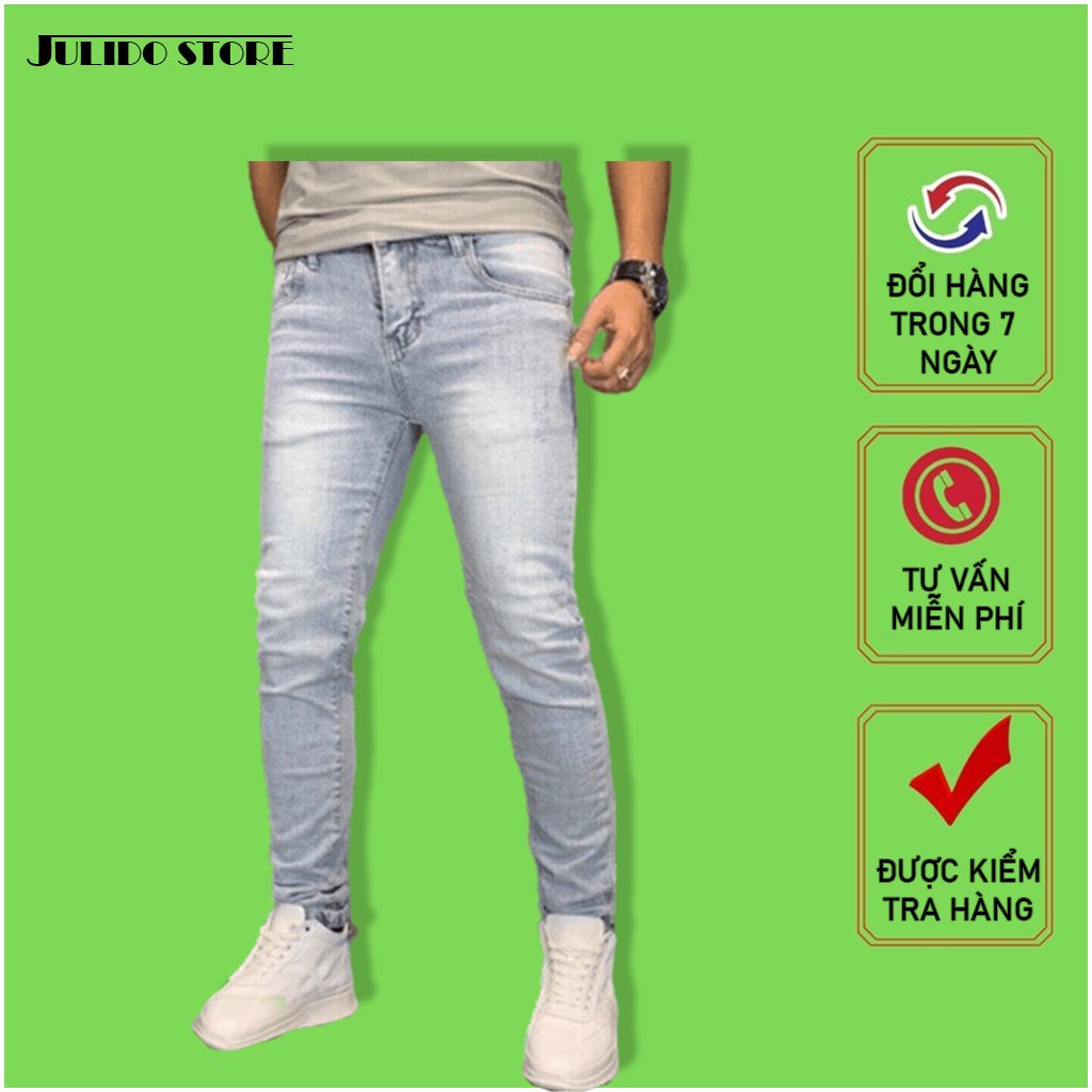 Quần jean nam xanh bạc Julido Store, chất jean co dãn 4 chiều tôn dáng nam tính BC5678 - 32