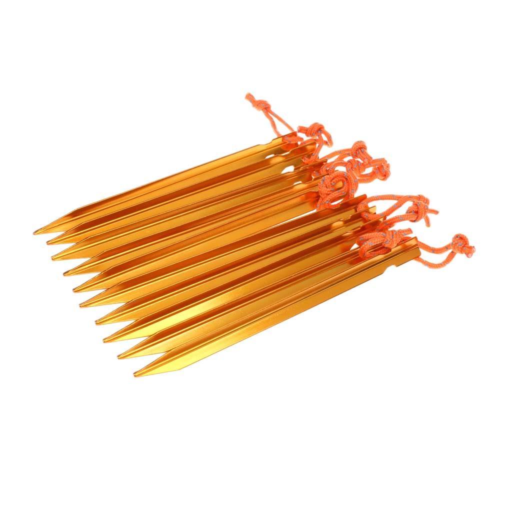 Pack of 10 Tent Stakes Peg Aluminum Alloy Camping Tent Nail with Storage Bag
