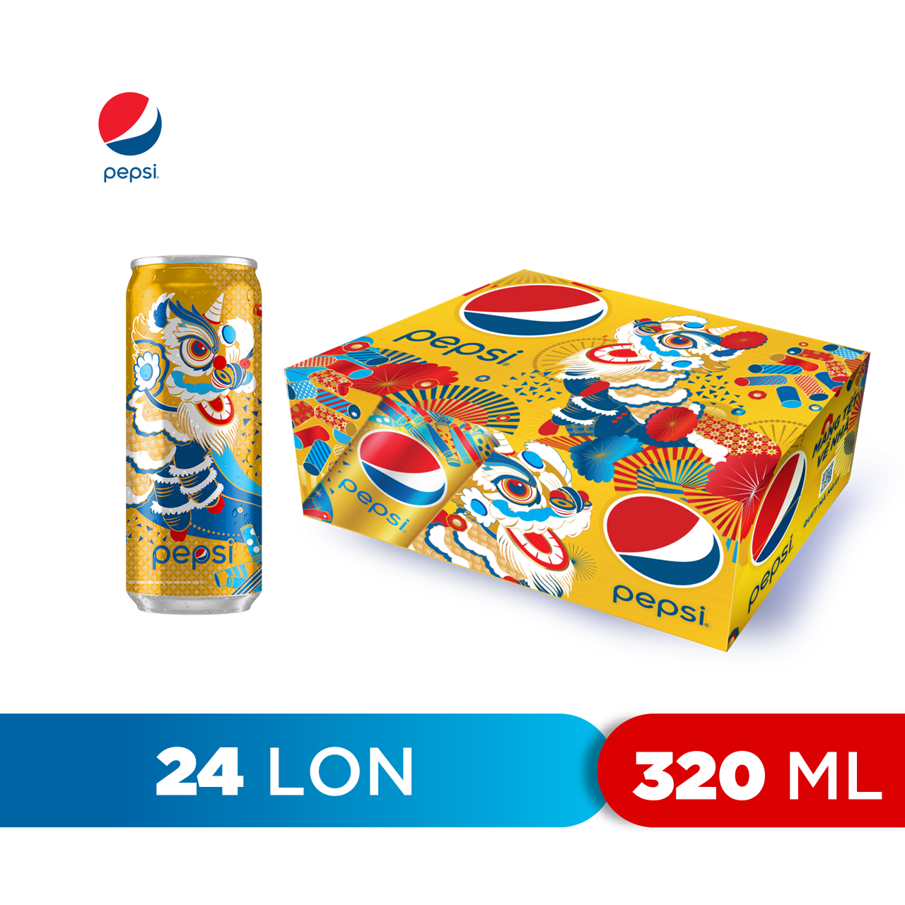 Thùng 24 Lon Nước Ngọt Có Gaz Pepsi Lon Vàng (320ml/lon) - Phiên Bản Giới Hạn