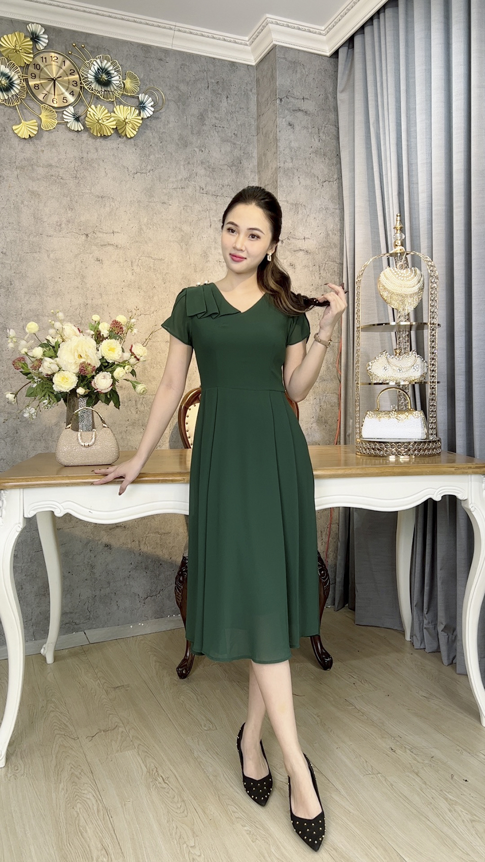 Đầm Trung Niên [ Linh Trà ] (TM 1010) Trẻ Trung Thiết Kế Trang Nhã Thanh Lịch Bigsize Đi Làm Đi Tiệc Cho Bà Cho Mẹ U50