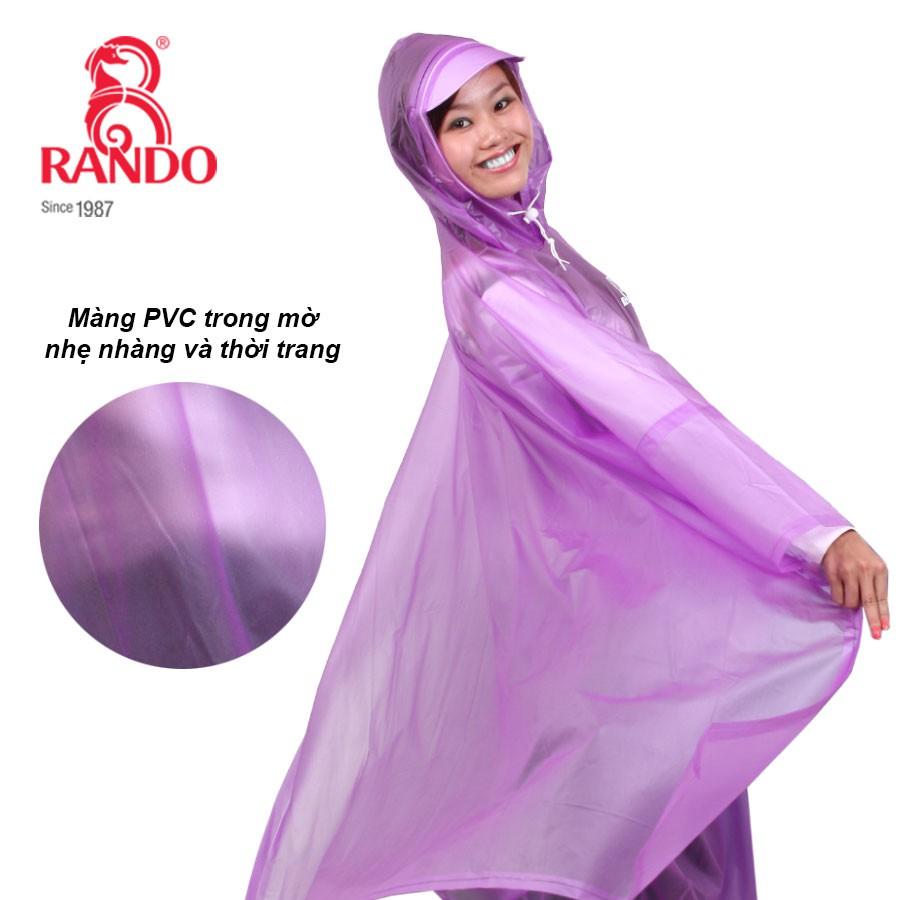 Áo Mưa Choàng Trong Màu, RANDO Chính Hãng, Nhựa PVC Trong Thời Trang, Siêu Nhẹ, Tiện Lợi, Không Thấm Nước