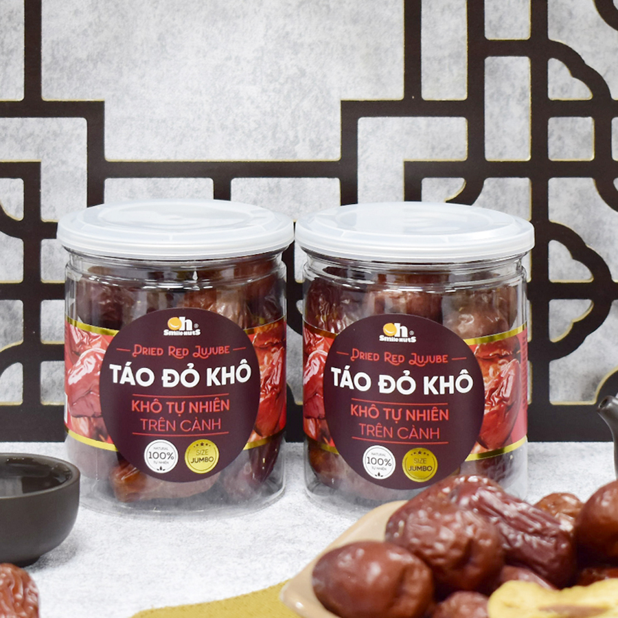 Táo Đỏ Khô Tân Cương Oh Smilenuts nhập khẩu _ Trọng lượng 125g/250g/260g - Táo đỏ Tân Cương CAO CẤP, Quả siêu to size Jumbo, táo đỏ chín khô tự nhiên, hàng tuyển chọn