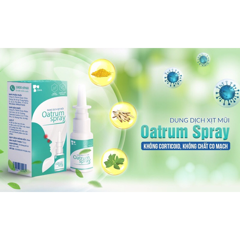 Dung Dịch Xịt Mũi Oatrum Spray Ngăn Ngừa Viem Mũi, Viem Xoang Làm Sạch Giúp Thông Thoáng Dễ Thở - dung tích 20ml