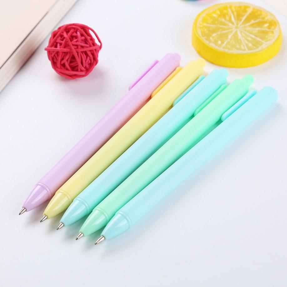 Bút bi bấm nhiều màu macaron dễ thương 0.5mm mực đen