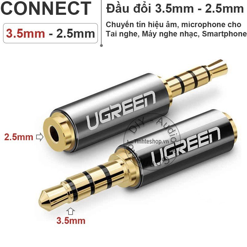 Giắc chuyển 3.5 đực sang 2.5 cái 1 chiếc nhân đồng mạ vàng 24K - 3.5mm male to 2.5mm female stereo Jack Adapter with 24K gold plated copper