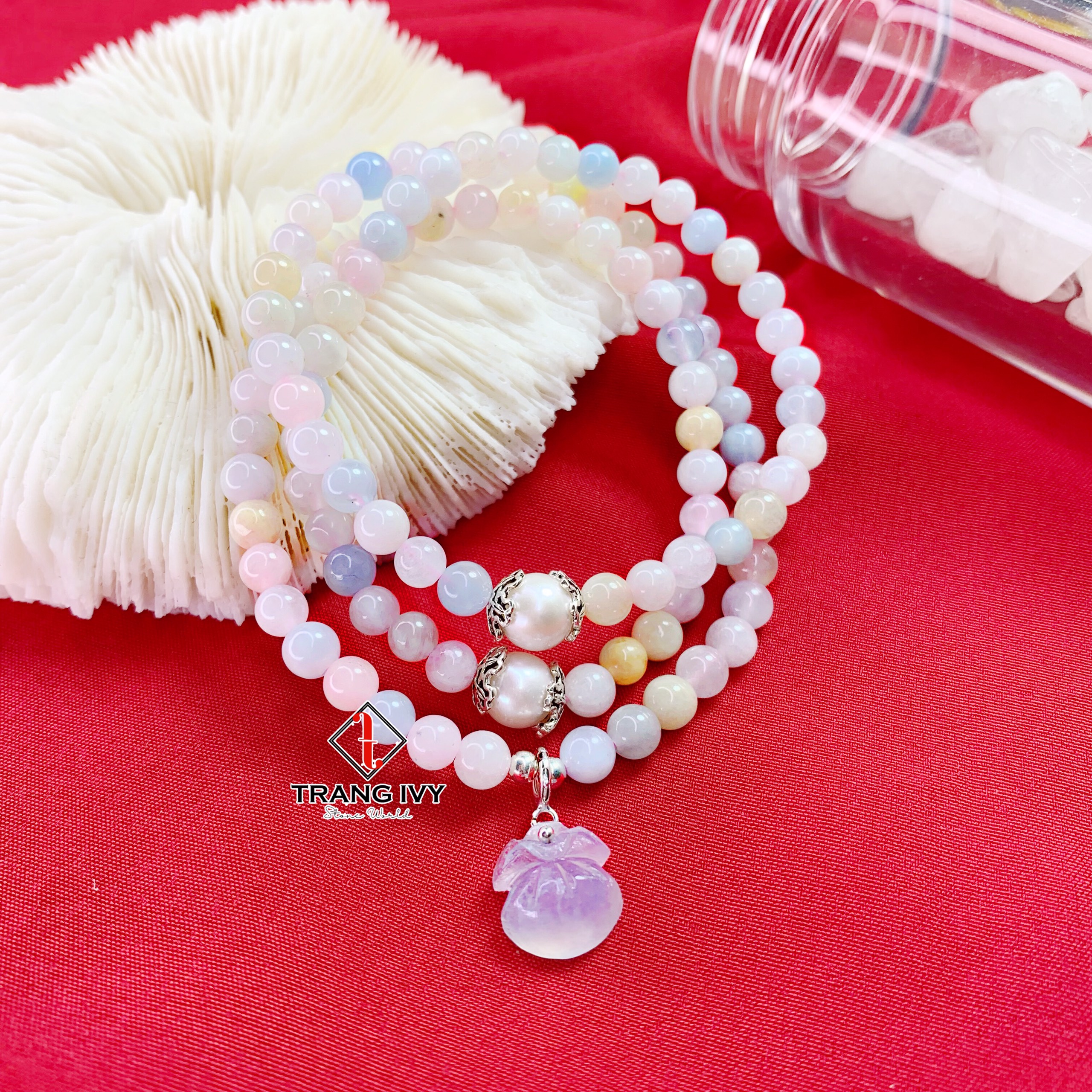 Vòng Đá Beryl Đa Sắc Mix Túi Tiền Aquamarine