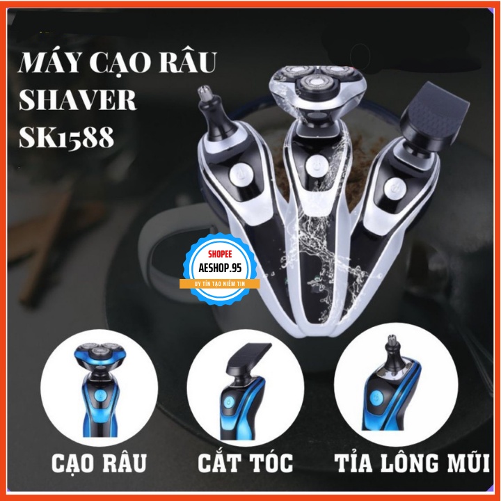 Máy cạo râu đa năng SHAVER SK1588 , máy cạo râu 3in 1 thông minh chống nước cao cấp