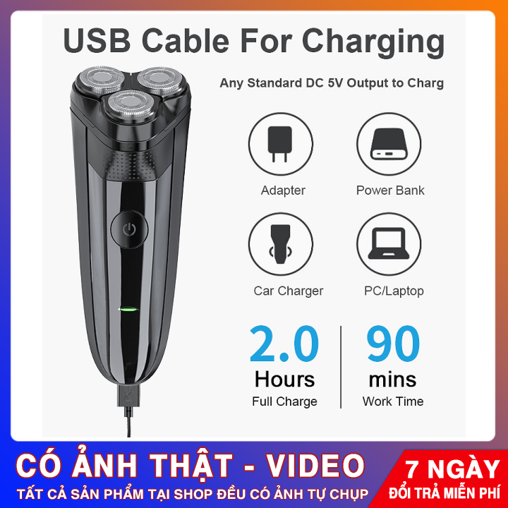 Máy Cạo Râu Điện 3D Chống Nước Cạo Khô Và Ướt Pin Sạc Trâu