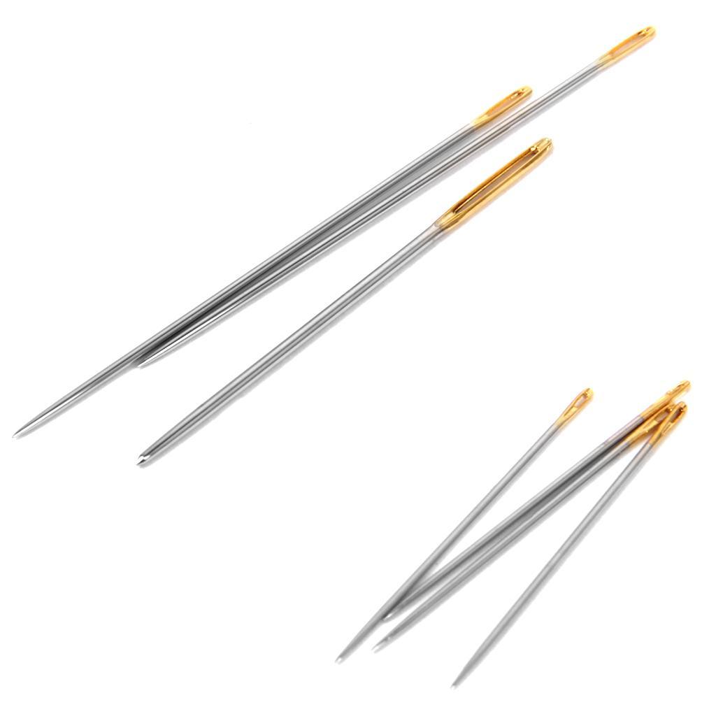 30 Pieces/Set Assorted Repair Sewing Needles Hand Mending Quilting Darning Crafting Craft Quilt Embroidery Leather Tool & 100 Pieces Silver Needle Threader Inserter Wire Bow Sewing Threading