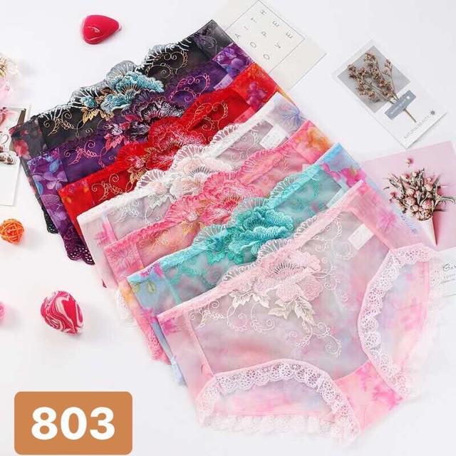 Quần lót lưới tàng hình thêu hoa 3D siêu mềm mịn