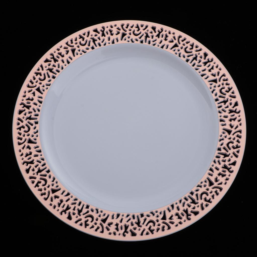 6pcs Plastic Plates Disposable Dinnerware Dinner Wedding Dishes