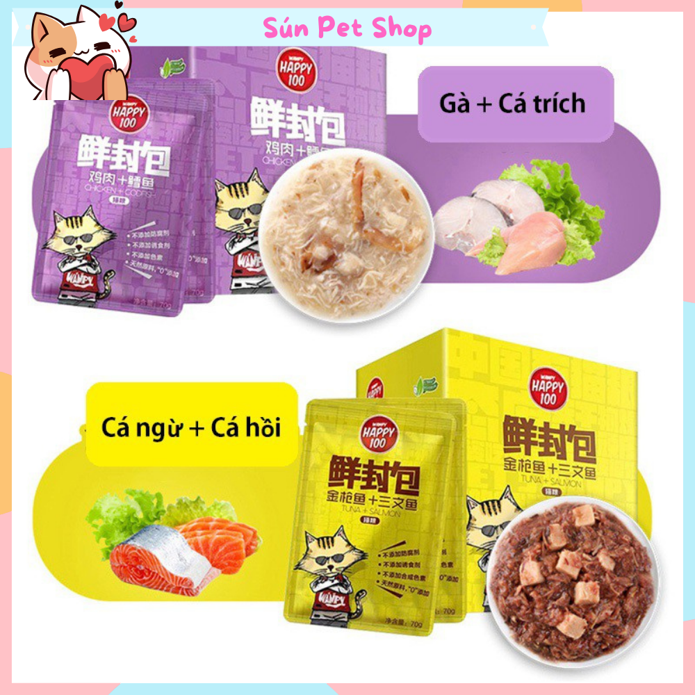 Pate Wanpy Happy 100 cho mèo - Thức ăn ướt cho mèo thơm ngon bổ dưỡng