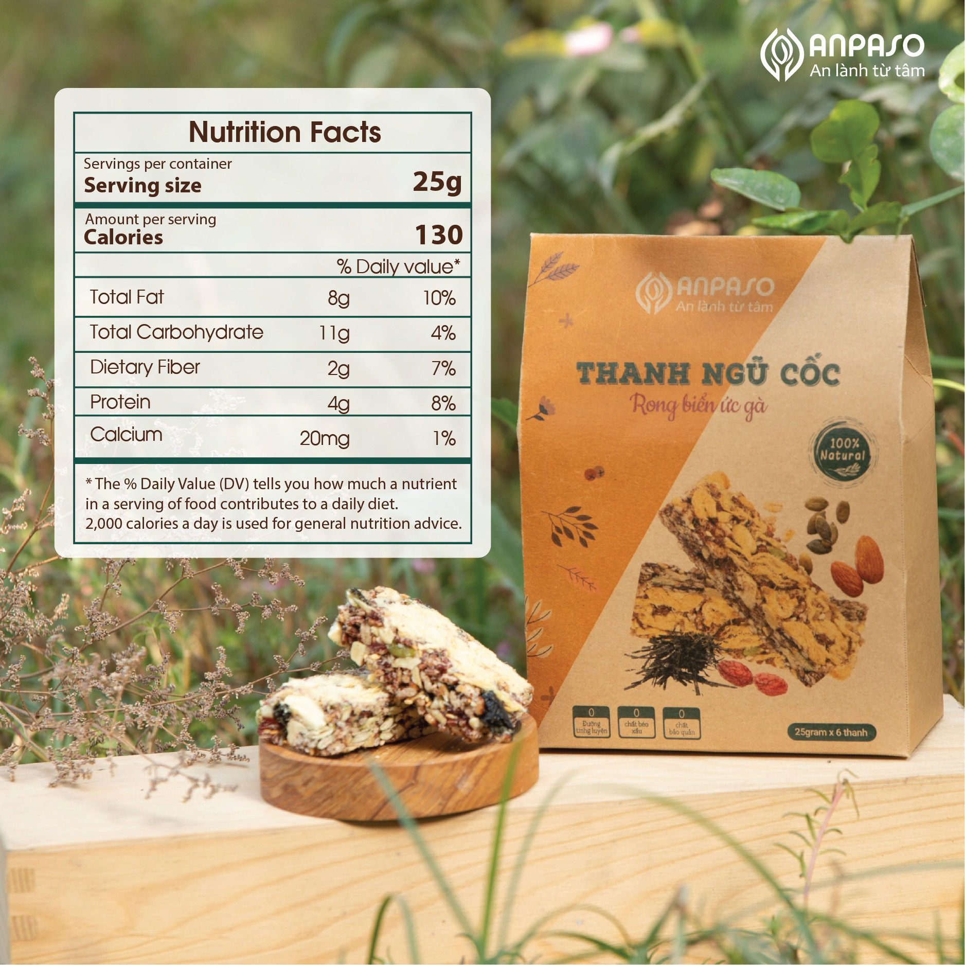 Thanh Ngũ Cốc Rong Biển Ức Gà Anpaso Ăn Kiêng, Giảm Cân, Eat Clean, bổ sung Protein, vitamin,chất xơ hộp 150g 6 thanh