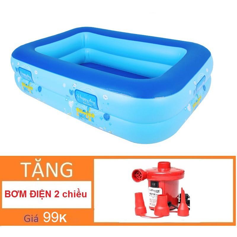 Bể phao bơi CHỮ NHẬT các cỡ + Bơm hút thổi 2 chiều Xk455