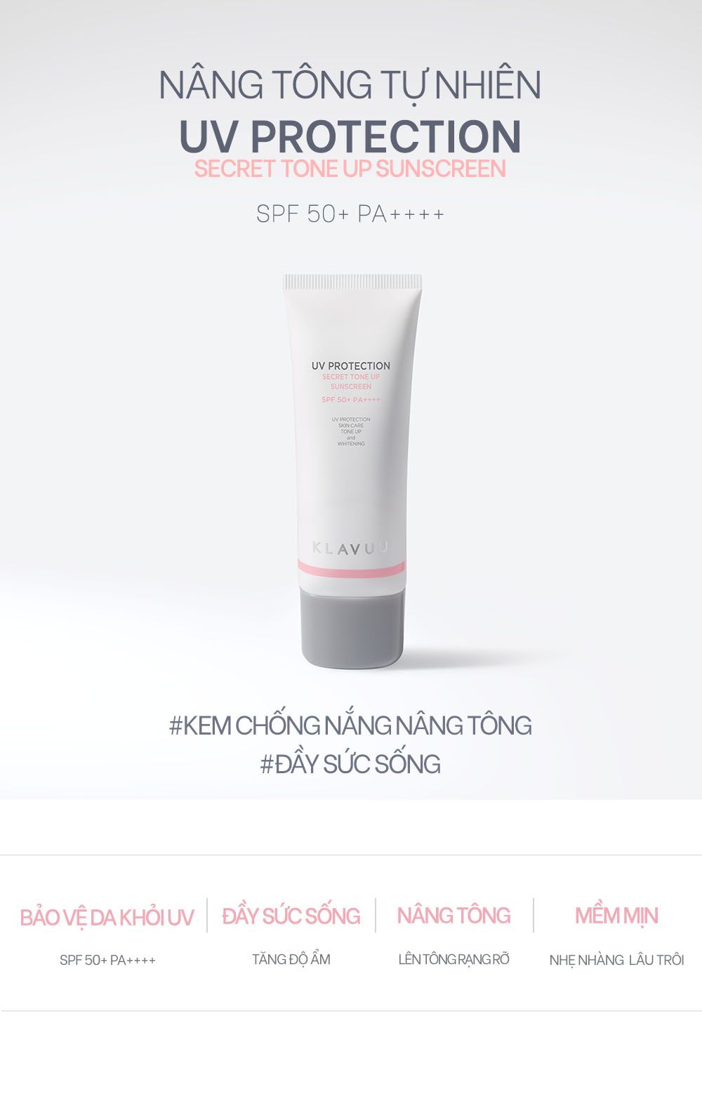 Kem Chống Nắng Nâng Tông KLAVUU UV PROTICTION SECRET TONE UP SUNSCREEM SPF 50+PA+++