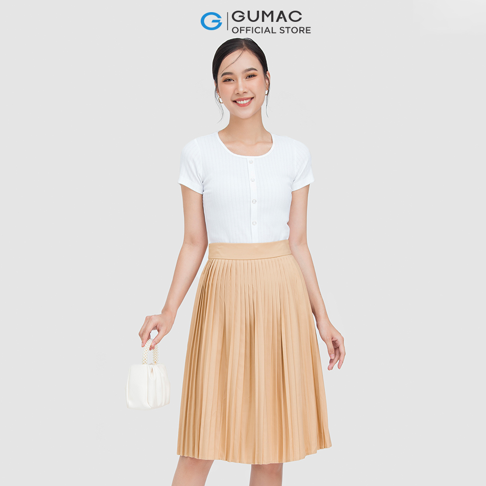 Áo thun nữ GUMAC ATC05030 form ôm chất liệu thun gân co giãn tốt