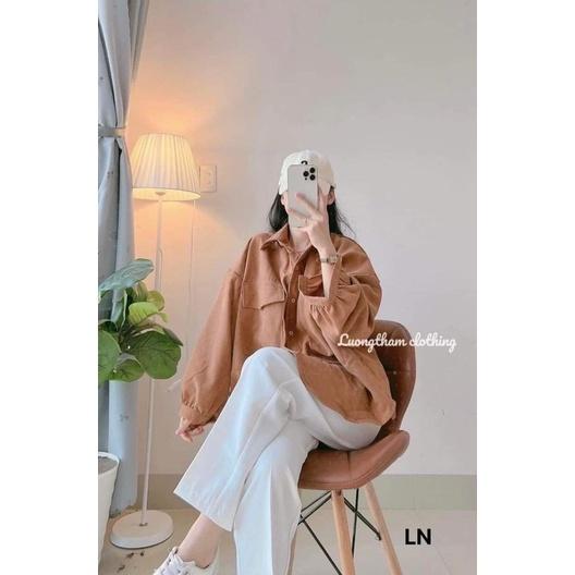 Sét áo sơ mi tay bồng + quần kaki trắng DA6