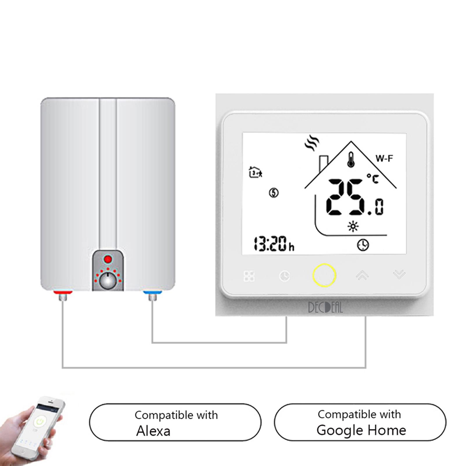 Bộ điều khiển nhiệt độ thông minh Wi-Fi Thermostat với Màn hình cảm ứng hiển thị với đèn đen, dễ đọc