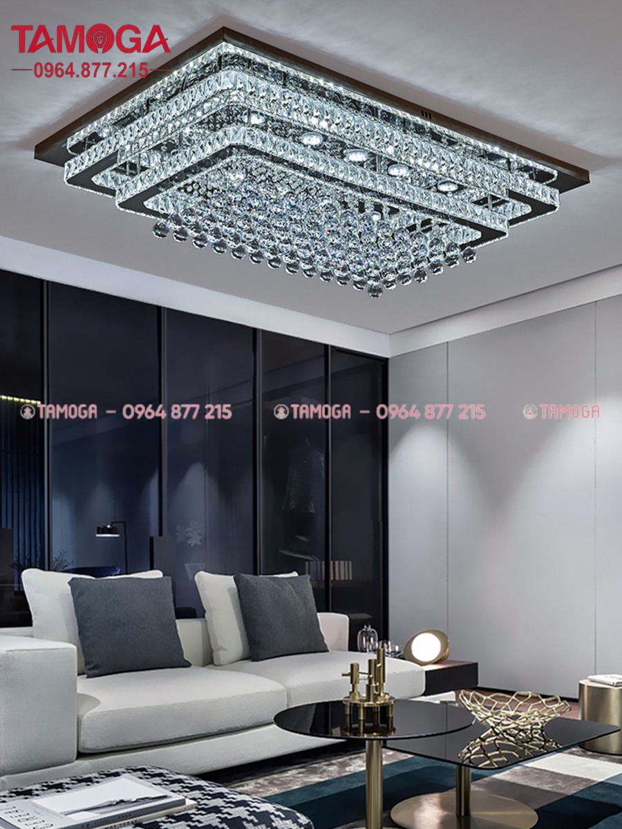 Đèn Led ốp trần pha lê D1200mm 3 chế độ ánh sáng TAMOGA 0906