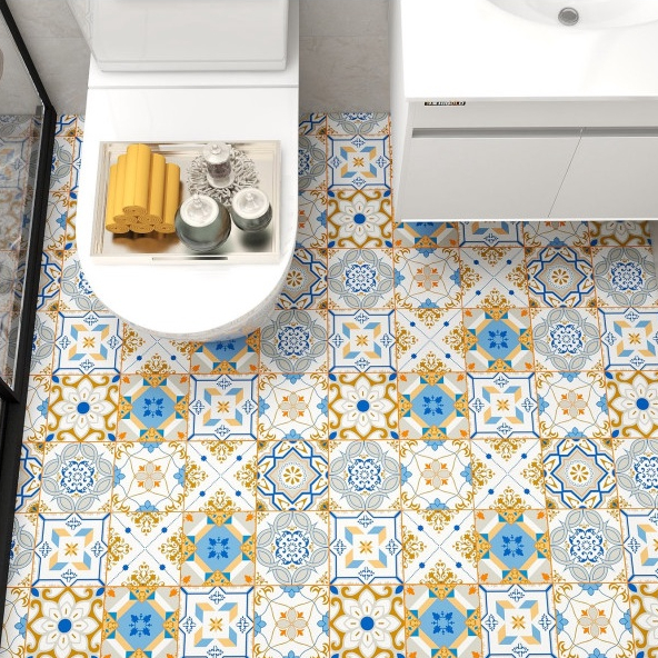 COMBO CUỘN 3 mét decal dán nền dán sàn GẠCH HOA SANG TRỌNG KHỔ 60CM KEO SẴN