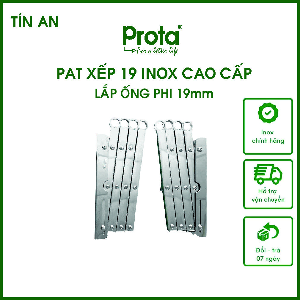 [CHÍNH HÃNG] Pat xếp gắn tường 19mm inox cao cấp (không bao gồm ống inox) - Bào hành 12 tháng