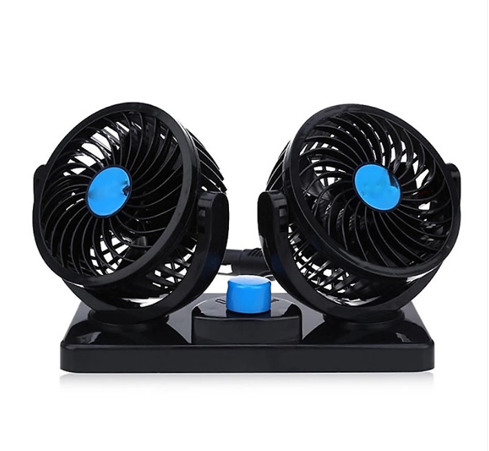 Quạt Đôi Cho Ô Tô Xe Hơi 2in1 - TẶNG MÓC KHÓA GỖ