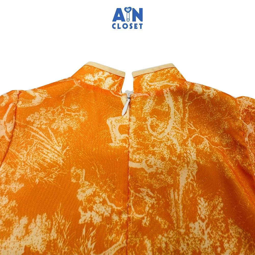 Đầm Sườn xám bé gái họa tiết Rừng Già Cam tơ - AICDBGUOTNZV - AIN Closet