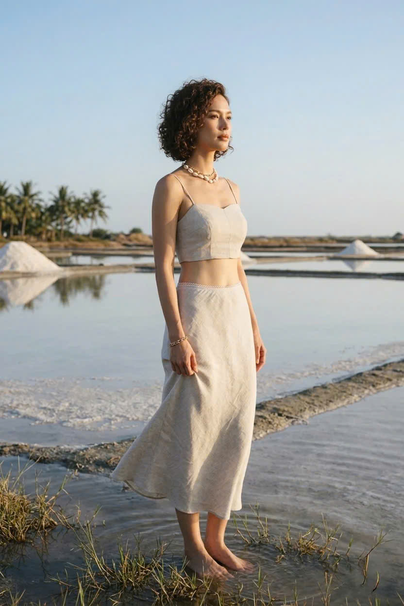 Áo Croptop Hai Dây Linen Vải Lanh Xám Muối Tiêu TOP208 Thời trang Hity