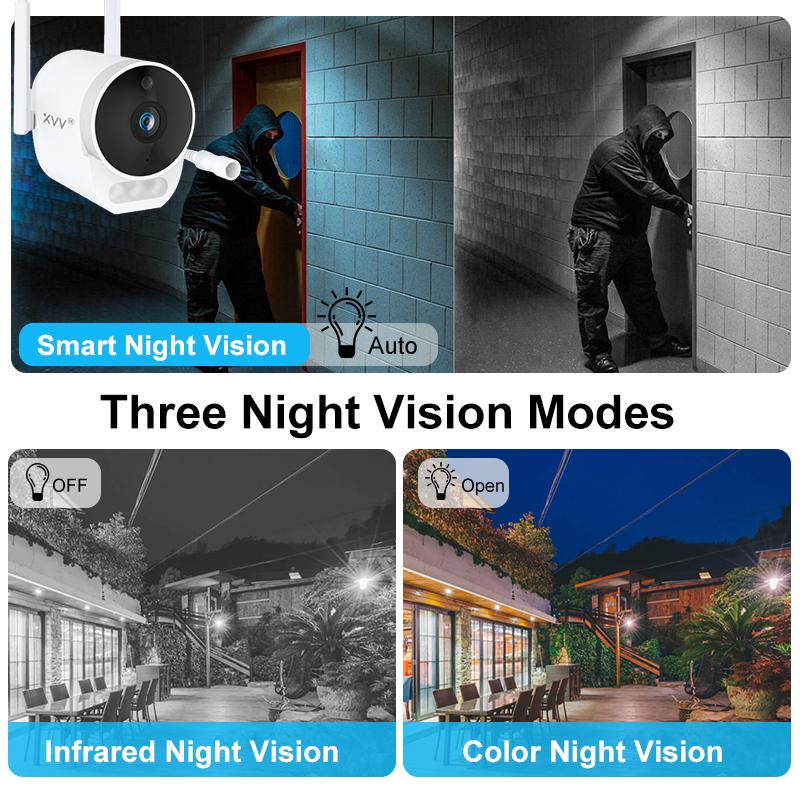 Xiaovv Camera ngoài trời 2K Pro 1296p HD Máy ảnh WiFi WiFi 150 ° Góc rộng IP65 Tầm nhìn ban đêm