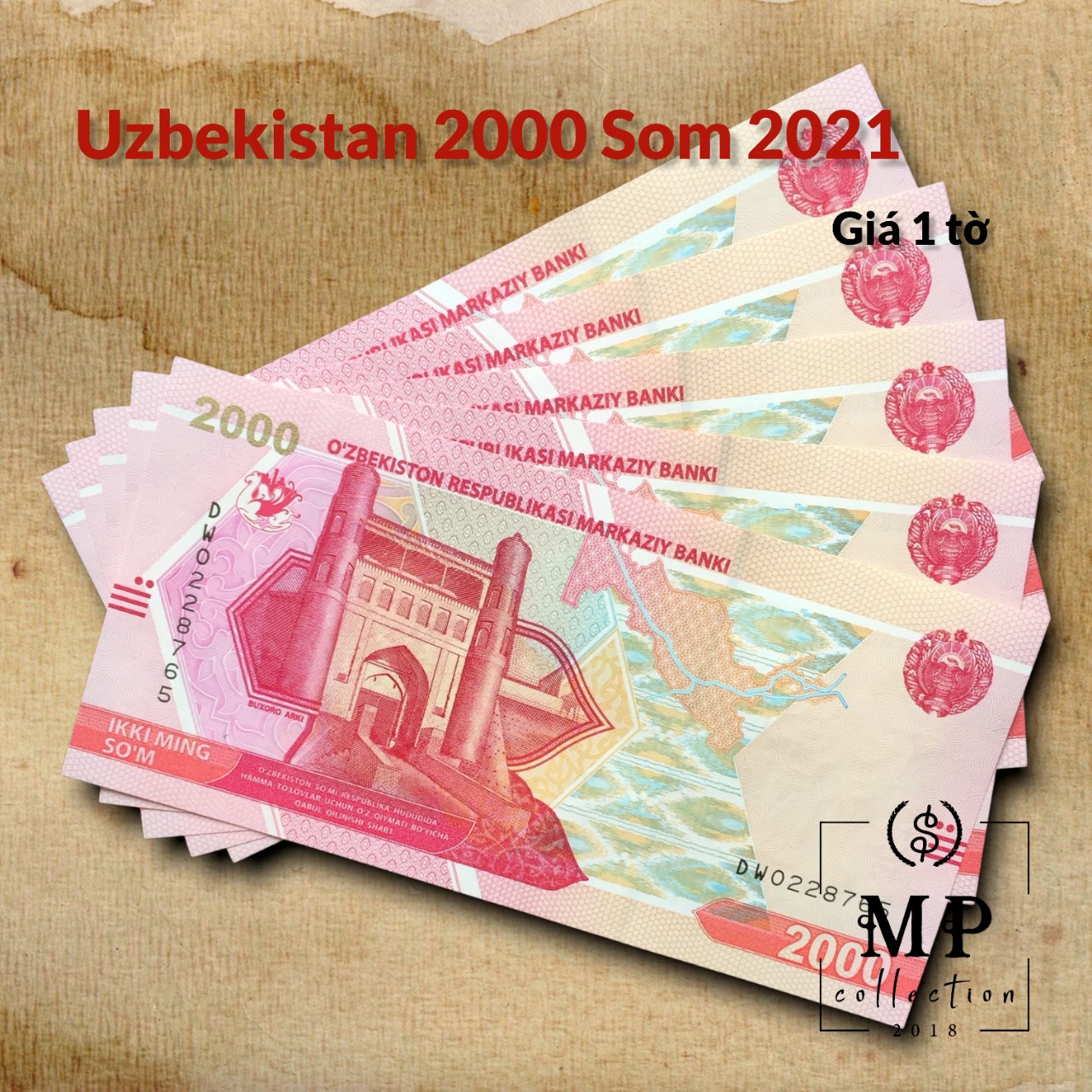 Tiền sưu tầm Uzbekistan 2000 Som 2021