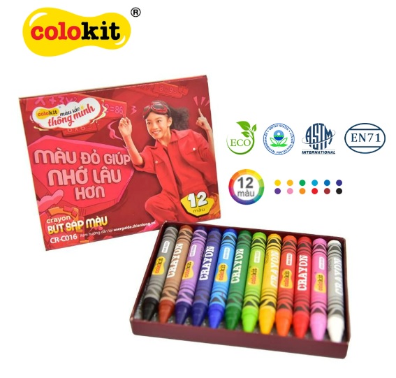 Sáp màu cho bé 12 Màu Colokit CR-C016 (Không độc hại)