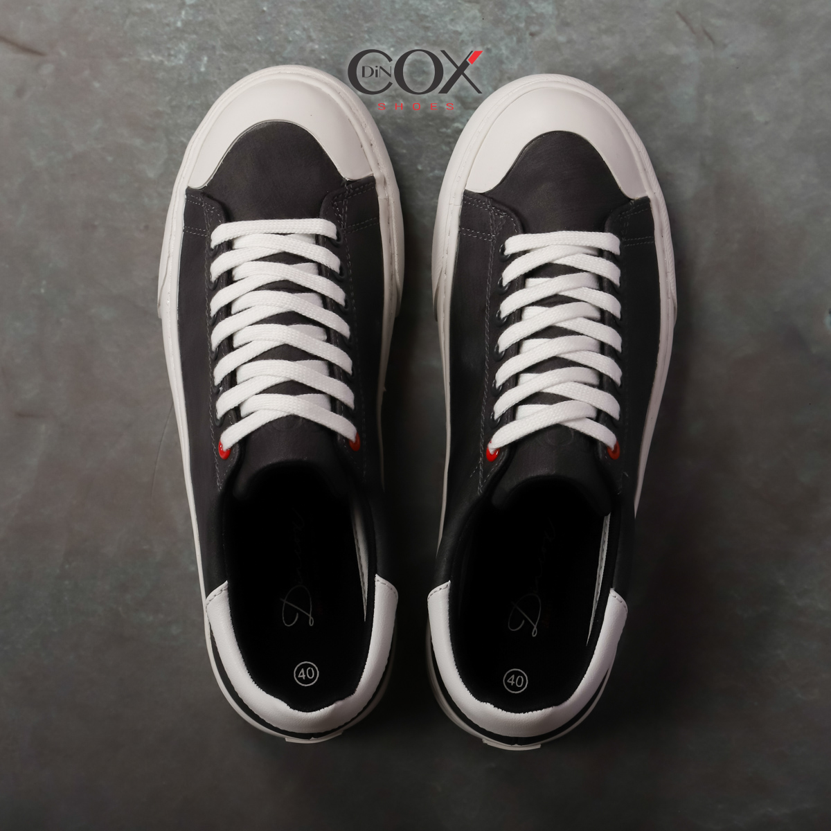 Giày Sneaker Da Nam DINCOX C13 Cách Điệu Sáng Tạo Charcoal