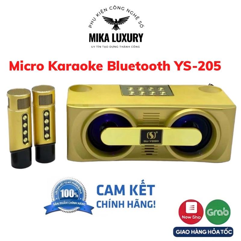 Loa Kèm Micro Bluetooth Karaoke YS-205 Có 2 Micro Không Dây âm thanh hay bắt mic tốt Bảo Hành 12 Tháng