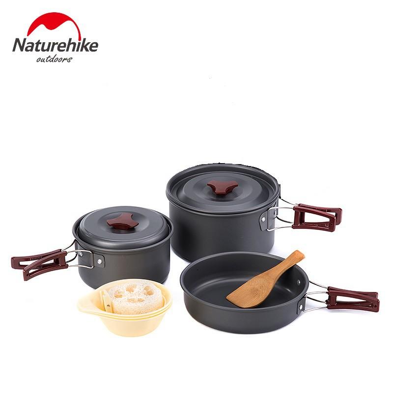 Bộ Nồi Nấu Ăn 3 chiếc cho Dã Ngoại Chống gỉ NatureHike NH15T203-G