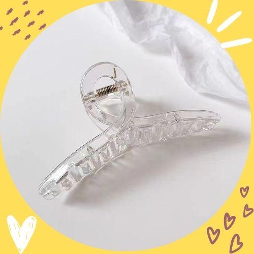 Cặp tóc kẹp tóc càng cua nhựa trắng trong suốt cỡ lớn kiểu Hàn Quốc