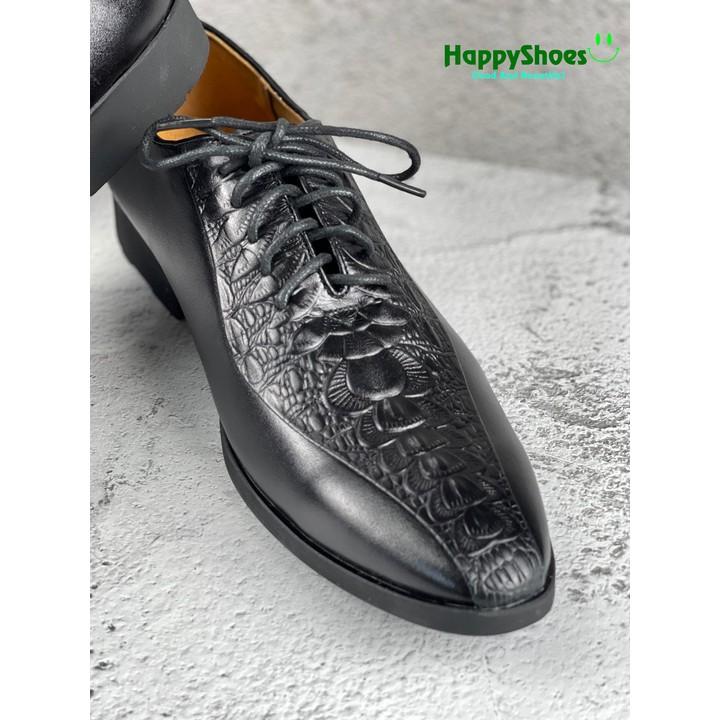 Giày Buộc Dây Da Bò Vân Cá Sấu Nam Happyshoes HS49 - Mẫu giày da bò công sở