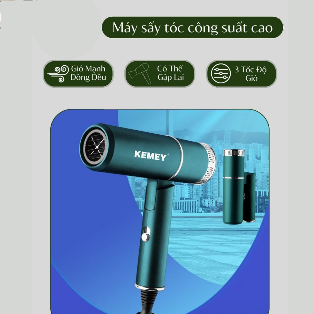 Máy Sấy Tóc Mini Cao Cấp 5 Đầu Có Ion Âm 2 Chiều Nóng Lạnh Tạo Kiểu Nhanh Khô Chống Gãy Rụng Giúp Tóc Chắc Khỏe - Hàng chính hãng