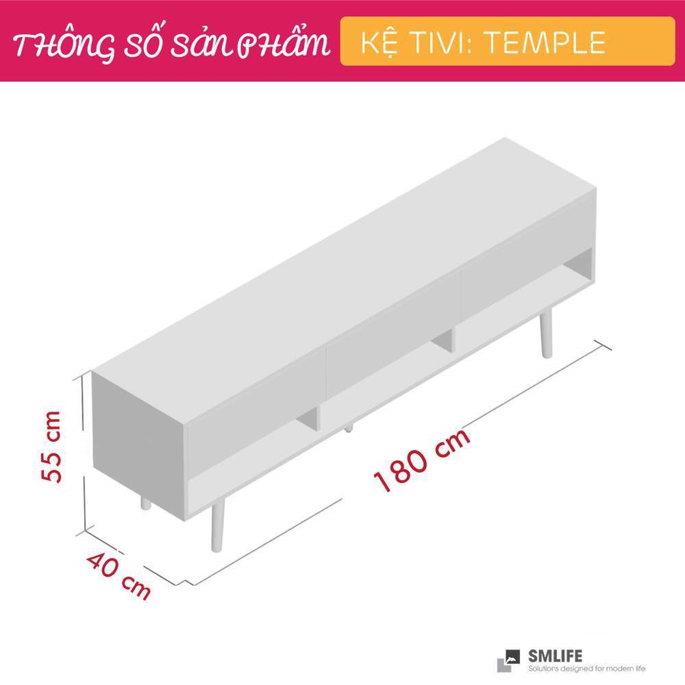 Kệ Tivi gỗ hiện đại SMLIFE Temple | Gỗ MDF dày 17mm chống ẩm | D180xR40xC55cm