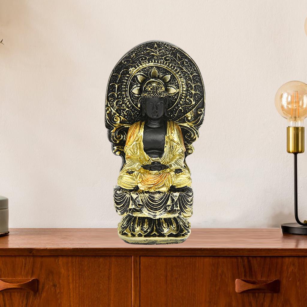 Meditating Buddha Statue, Guan Yin Buddha Decorative Figurine for Home Office Tabletop Desktop Spiritual Living Room Decoration, Yoga Zen Decor