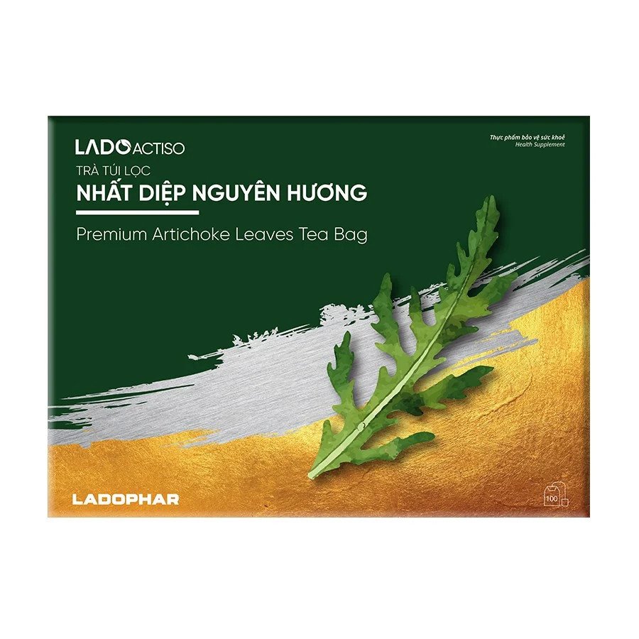 Trà Atiso Ladophar nhất diệp nguyên hương hộp 100 túi lọc Hỗ trợ tăng cường chức năng gan, tăng tiết mật, lợi tiểu Tăng cường chức năng tiêu hoá tặng 1 túi trà