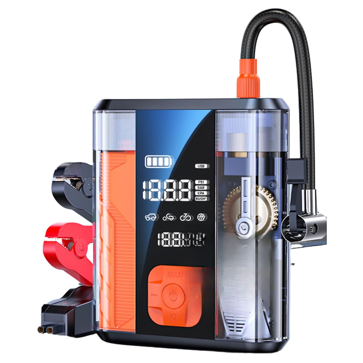 Bơm Lốp Ô Tô Kiêm Kích Bình Ắc Quy Roadman 8800mAh – Bơm Hơi Ô Tô Xe Máy, Cứu Hộ Khẩn Cấp, Sạc Pin USB, Màn Hình LED