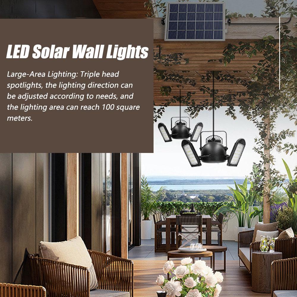 Đèn năng lượng mặt trời ngoài trời với 60 hạt đèn LED sáng,Ba đèn pha, IP65 chống thấm nước ngoài trời chuyên nghiệp