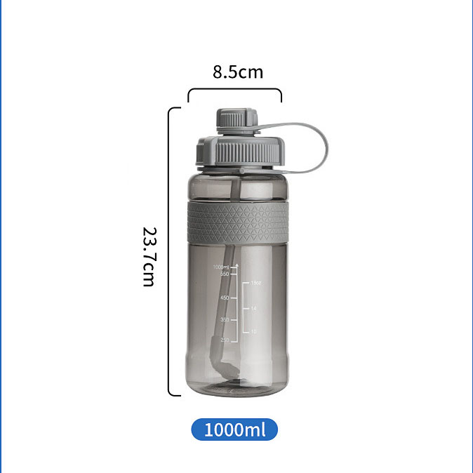 Bình đựng nước thể thao kèm ống hút tiện dụng dung tích 1000ml (gray)