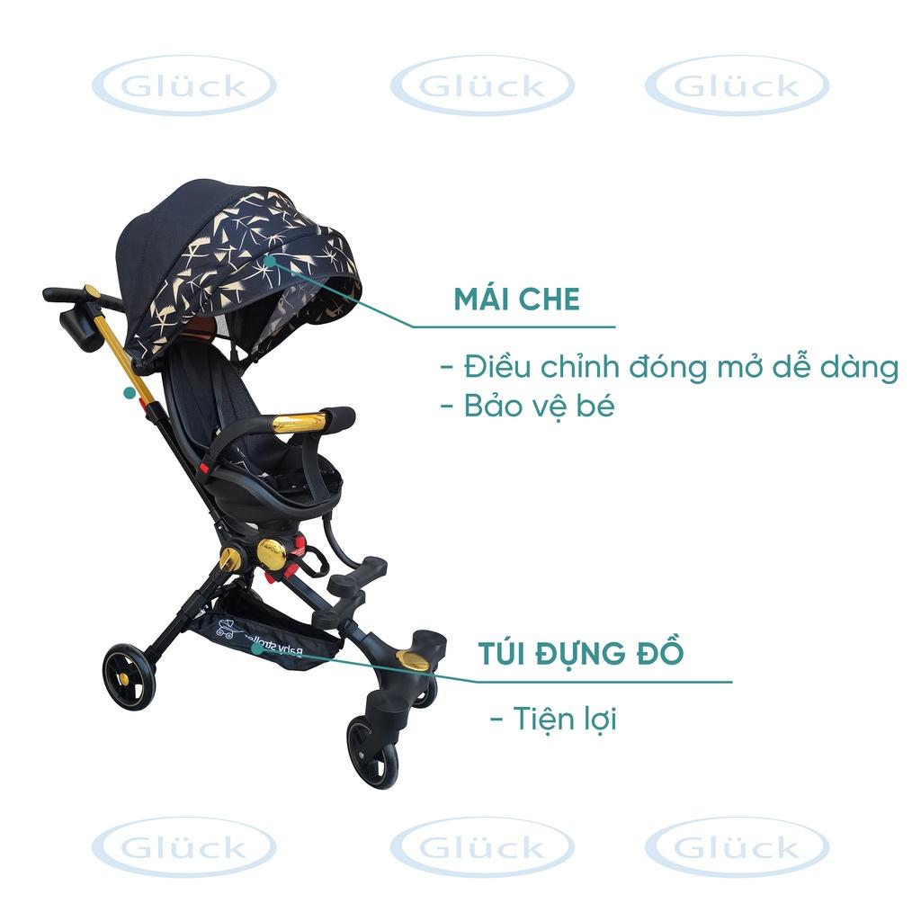 Xe đẩy em bé xoay 360 độ, xe đẩy cho bé sơ sinh gấp gọn tay cầm giúp ba mẹ điều khiển dễ dàng, xe đẩy em bé GLUCK BABY