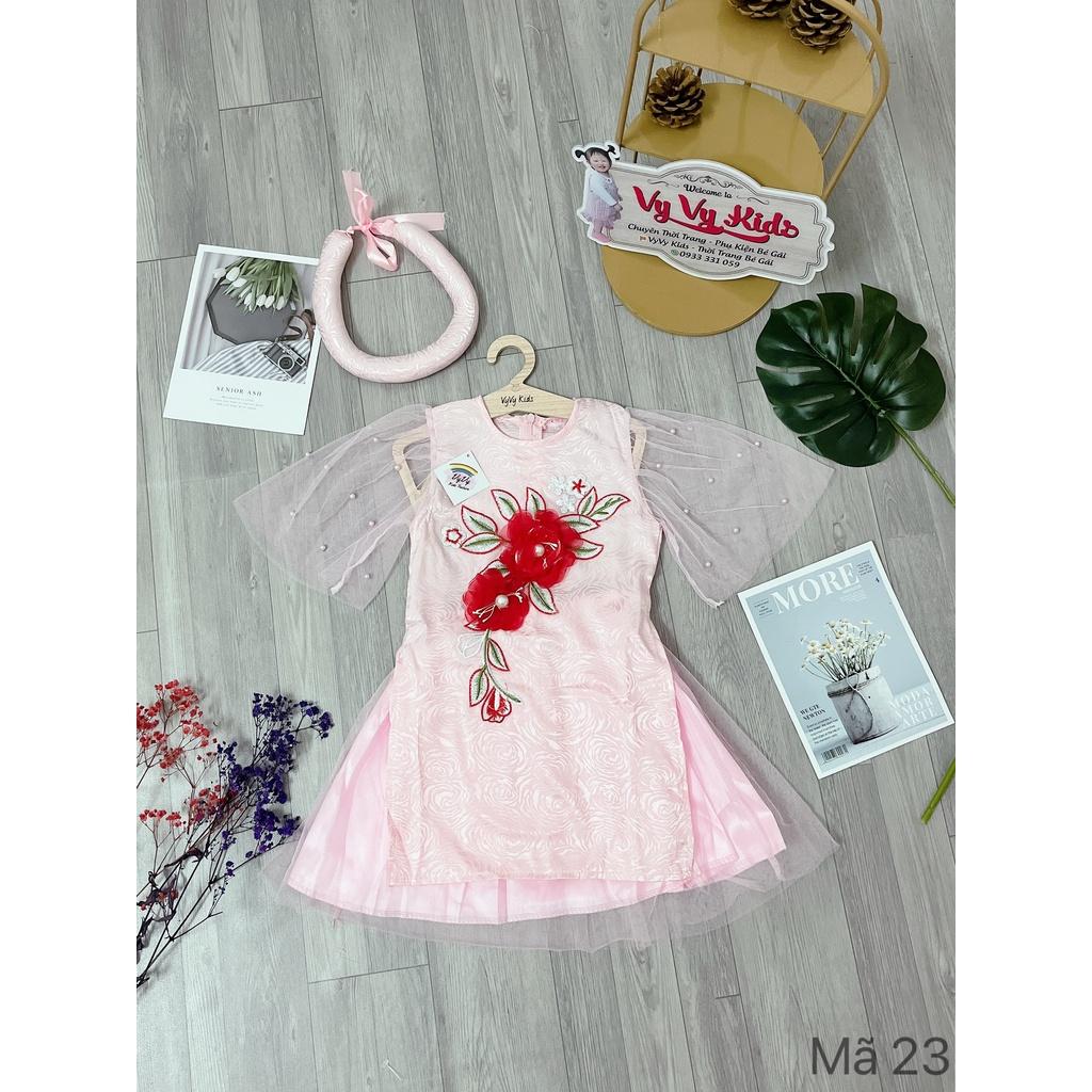 Áo Dài Hồng Bé Gái Mẫu Thiết Kế Thời Trang VyVy Kids Fashion